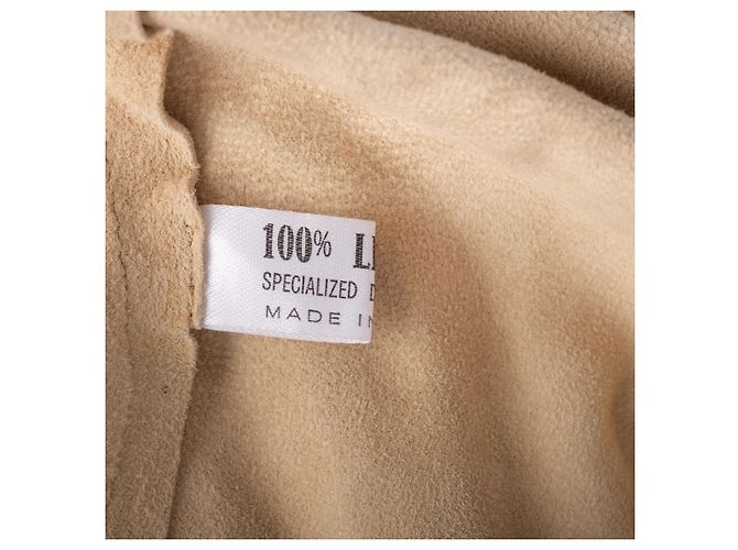 Roberto Cavalli Bluse aus beigem Wildleder mit Spitzenbesatz und Bindevorderseite - Ansicht 8