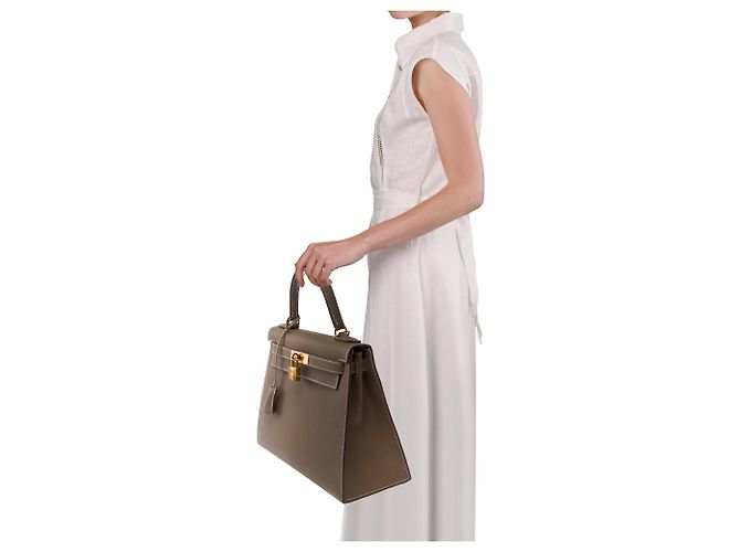 Hermès HERMES Kelly 28 Tasche aus Étoupe Leder - 103811 Taupe - Ansicht 12