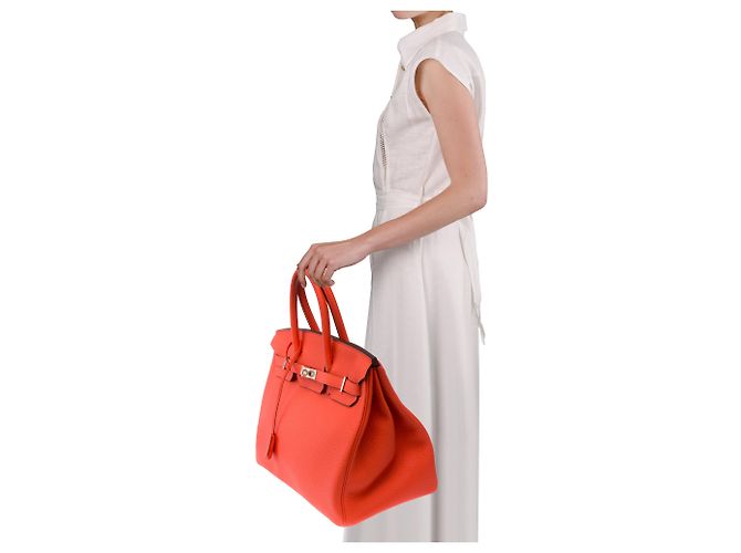 Hermès Borsa HERMES Birkin 35 in Pelle Arancione - 103819 - vista 13