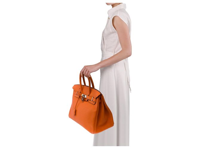 Hermès Borsa HERMES Birkin 35 in Pelle Arancione - 103812 - vista 13