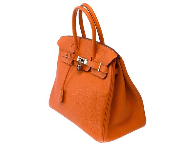 Hermès Borsa HERMES Birkin 35 in Pelle Arancione - 103812 - vista 5