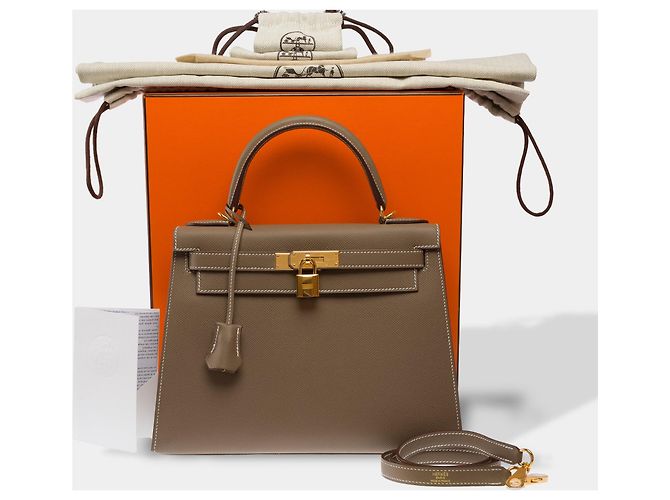 Hermès Borsa HERMES Kelly 28 in Pelle Étoupe - 103826 Taupe - vista 2
