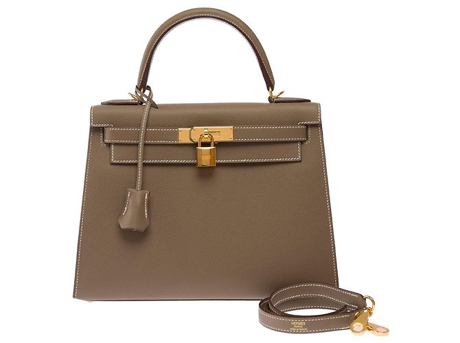 Hermès Borsa HERMES Kelly 28 in Pelle Étoupe - 103826 Taupe - vista 3