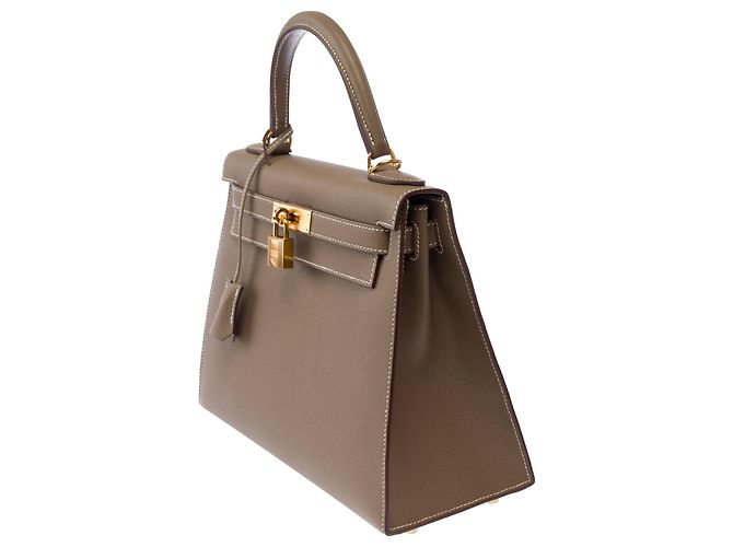 Hermès Borsa HERMES Kelly 28 in Pelle Étoupe - 103826 Taupe - vista 5