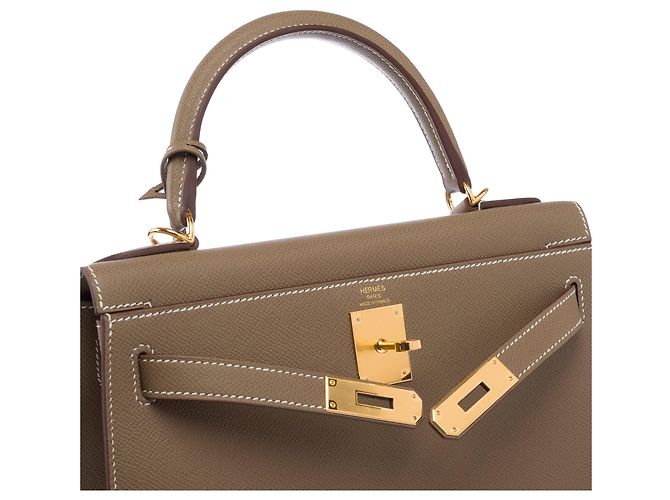 Hermès Borsa HERMES Kelly 28 in Pelle Étoupe - 103826 Taupe - vista 6