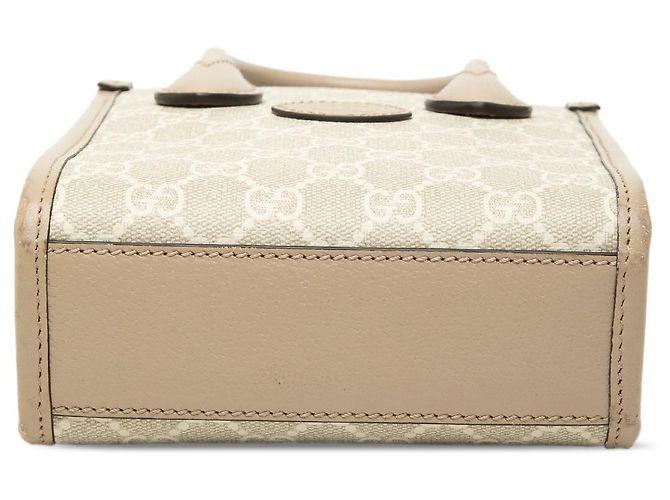 Borsa Satchel Mini GG Supreme Interlocking G Gucci Beige - vista 3
