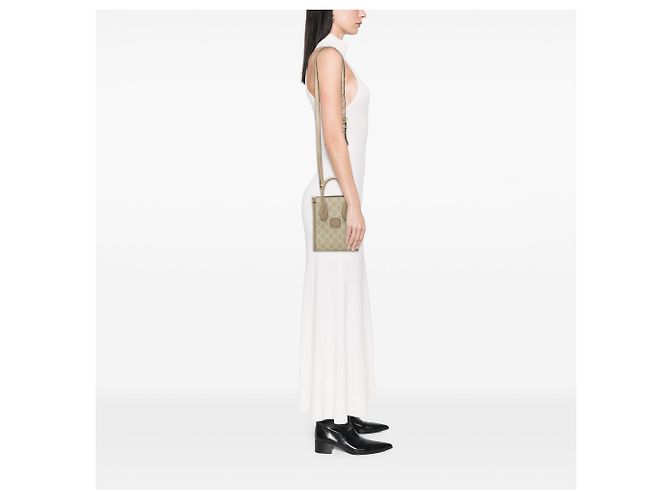 Borsa Satchel Mini GG Supreme Interlocking G Gucci Beige - vista 6