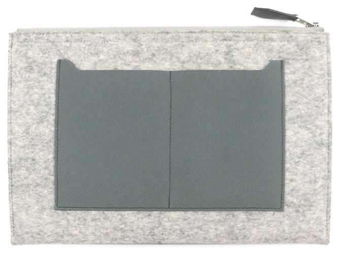 Borsa a pochette Hermès Toodoo 29 in Epsom e feltro grigio - vista 2