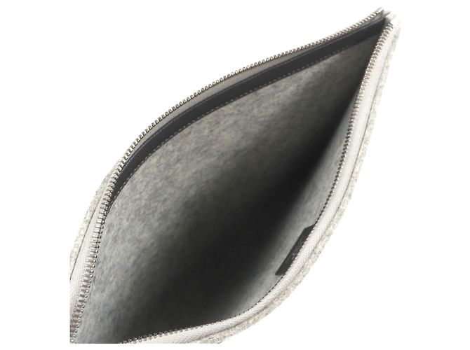Borsa a pochette Hermès Toodoo 29 in Epsom e feltro grigio - vista 4