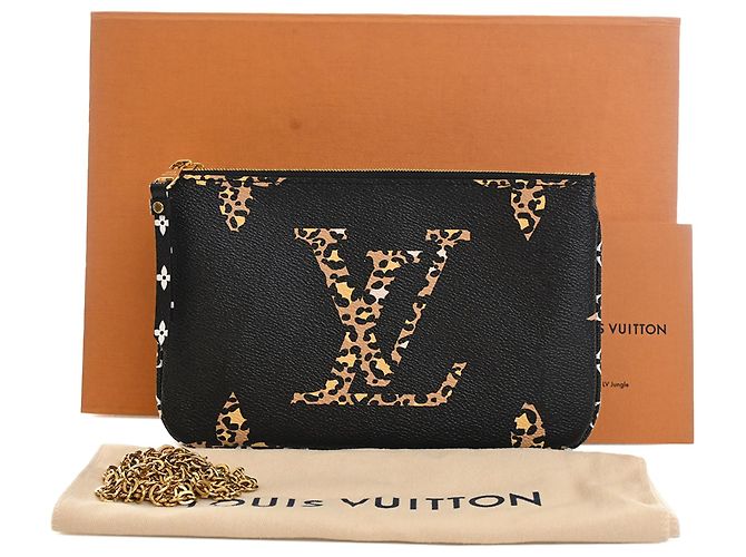 Bolsa Tiracolo Louis Vuitton Monogram Giant Jungle Double Zip Pochette Preta Preto - vista 12