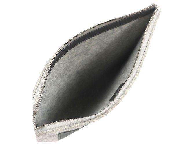 Borsa a pochette Hermès Toodoo 29 in Epsom e feltro grigio - vista 4
