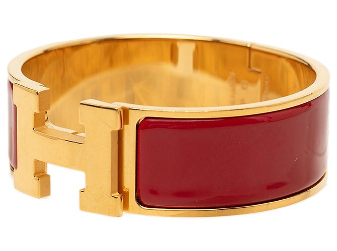 Bracciale Clic Clac H largo in smalto dorato Hermès GM D'oro - vista 2
