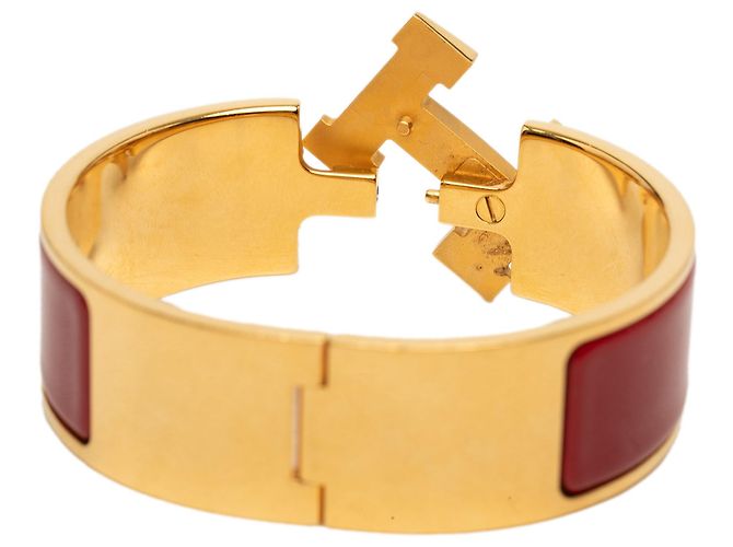 Bracciale Clic Clac H largo in smalto dorato Hermès GM D'oro - vista 4