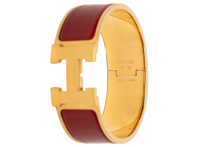 Bracciale Clic Clac H largo in smalto dorato Hermès GM D'oro - vista 5