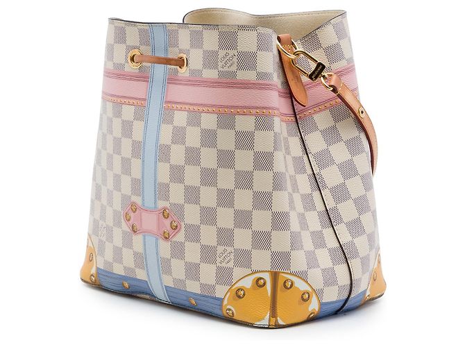 Borsa a secchiello Louis Vuitton Damier Azur Summer Trunks Neonoe Bianca Bianco - vista 2