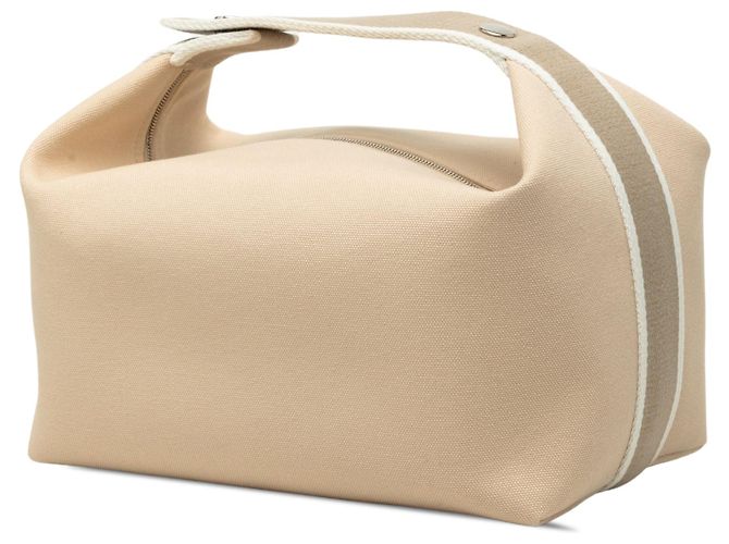 Borsa Vanity Case Hermès Large Toile Bride A Brac Beige - vista 2
