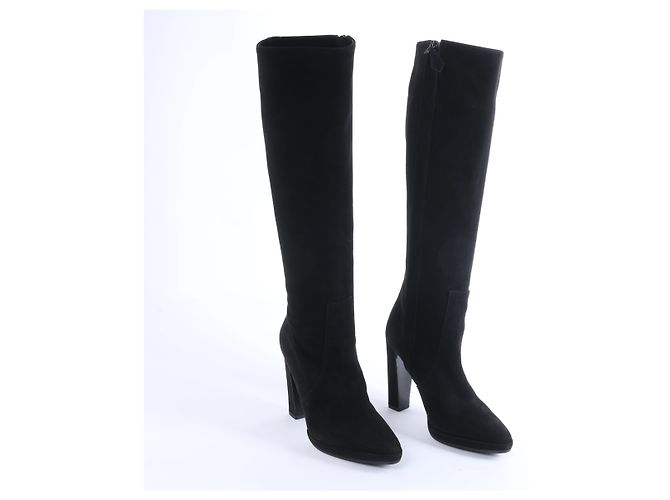 Botas largas Hermès de ante en negro, talla EU 36 - vista 2
