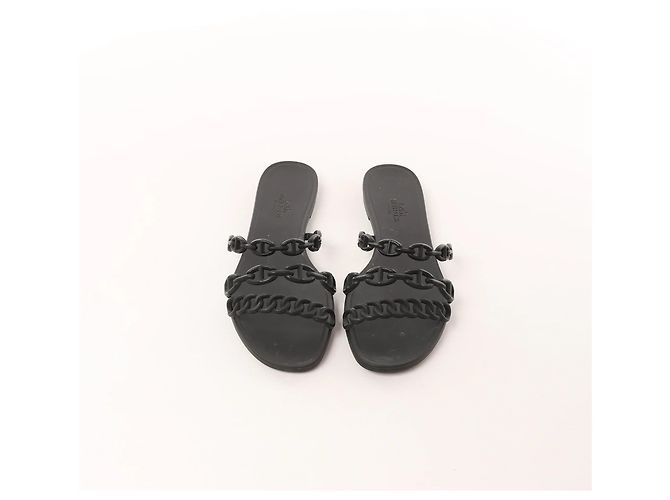 Hermès Sandali HERMES Rivage in gomma neri, Taglia 36 EU Nero - vista 12