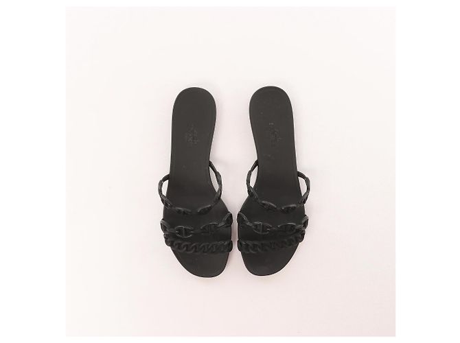 Hermès Sandali HERMES Rivage in gomma neri, Taglia 36 EU Nero - vista 13