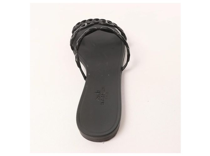 Hermès Sandali HERMES Rivage in gomma neri, Taglia 36 EU Nero - vista 7