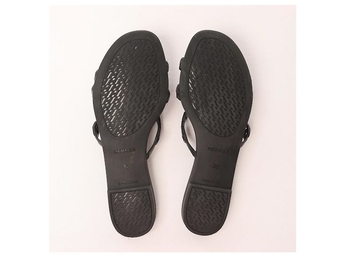 Hermès Sandali HERMES Rivage in gomma neri, Taglia 36 EU Nero - vista 8