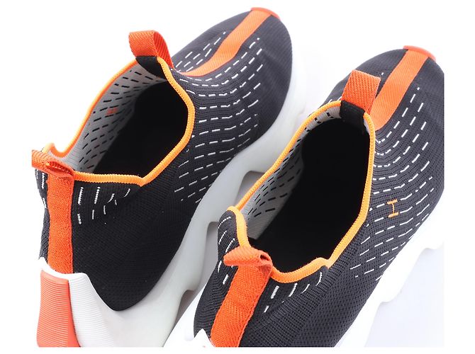Hermès Eclair Stoff-Sneaker in Schwarz x Orange 221892Z, Größe EU 43 - Ansicht 13
