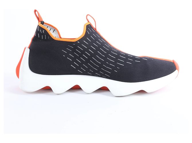 Hermès Eclair Stoff-Sneaker in Schwarz x Orange 221892Z, Größe EU 43 - Ansicht 3
