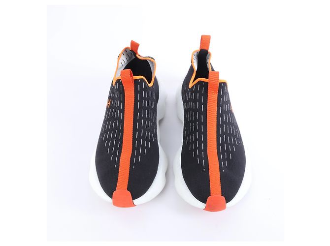 Hermès Eclair Stoff-Sneaker in Schwarz x Orange 221892Z, Größe EU 43 - Ansicht 5