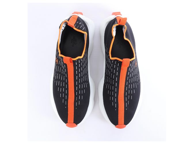 Hermès Eclair Stoff-Sneaker in Schwarz x Orange 221892Z, Größe EU 43 - Ansicht 6