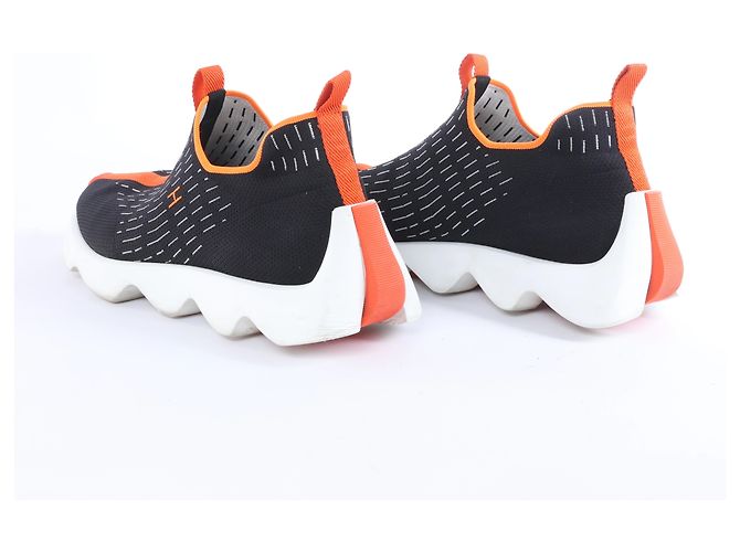 Hermès Eclair Stoff-Sneaker in Schwarz x Orange 221892Z, Größe EU 43 - Ansicht 9