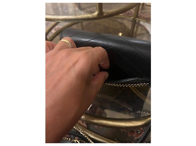 Borsa a tracolla Chanel Chevron in pelle nera Nero - vista 13
