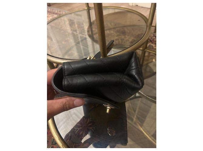 Borsa a tracolla Chanel Chevron in pelle nera Nero - vista 4