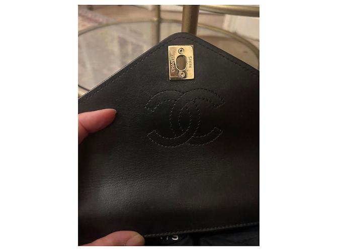 Borsa a tracolla Chanel Chevron in pelle nera Nero - vista 7