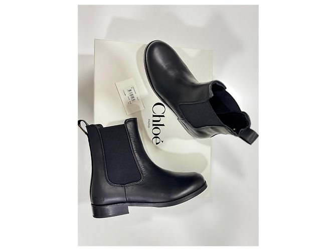 Chloé Botas Chelsea Chloe en cuero negro - vista 2