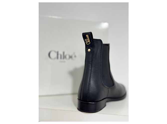 Chloé Botas Chelsea Chloe en cuero negro - vista 3