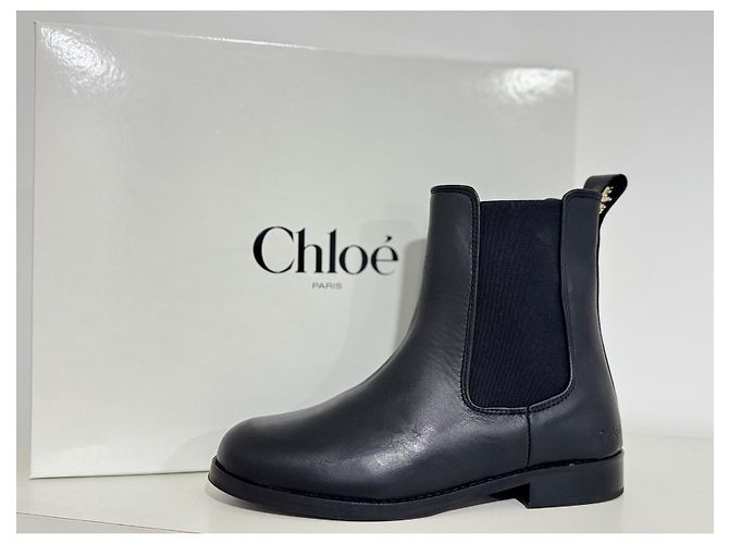 Chloé Botas Chelsea Chloe en cuero negro - vista 4