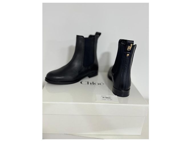 Chloé Botas Chelsea Chloe en cuero negro - vista 6
