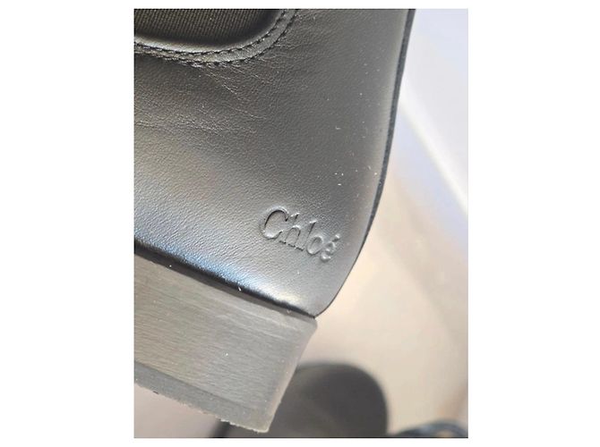 Chloé Botas Chelsea Chloe en cuero negro - vista 8
