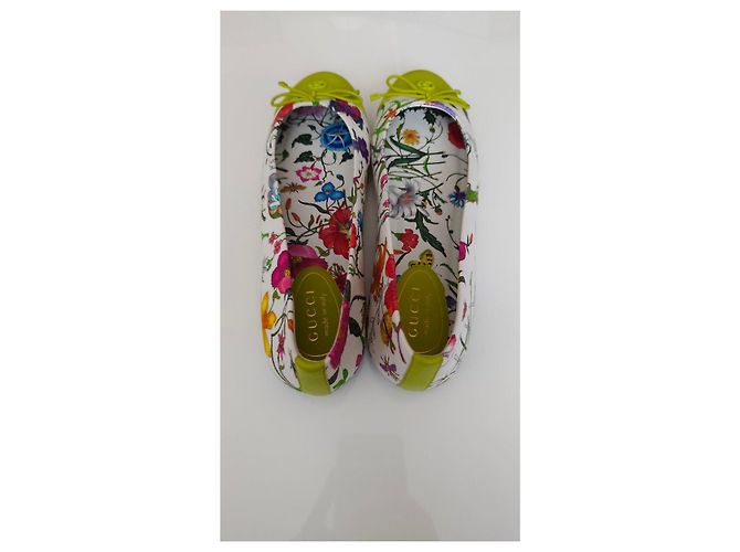 Bailarinas Gucci de lona con estampado floral Blanco Multicolor Verde - vista 11