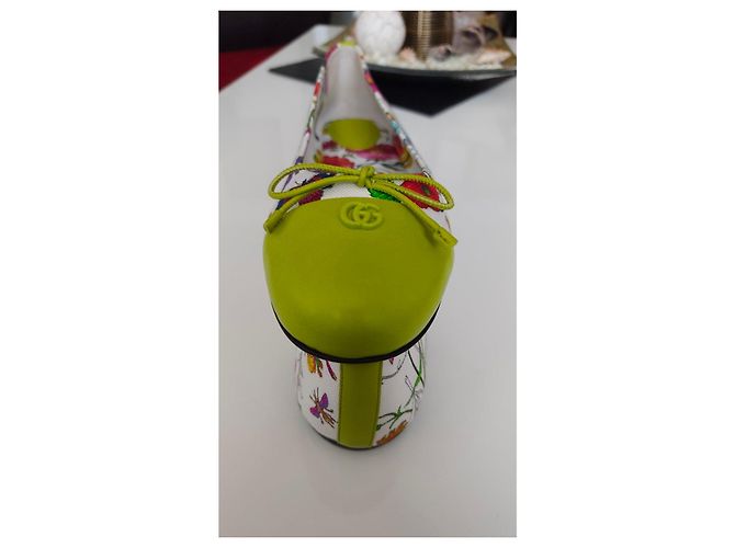Bailarinas Gucci de lona con estampado floral Blanco Multicolor Verde - vista 2