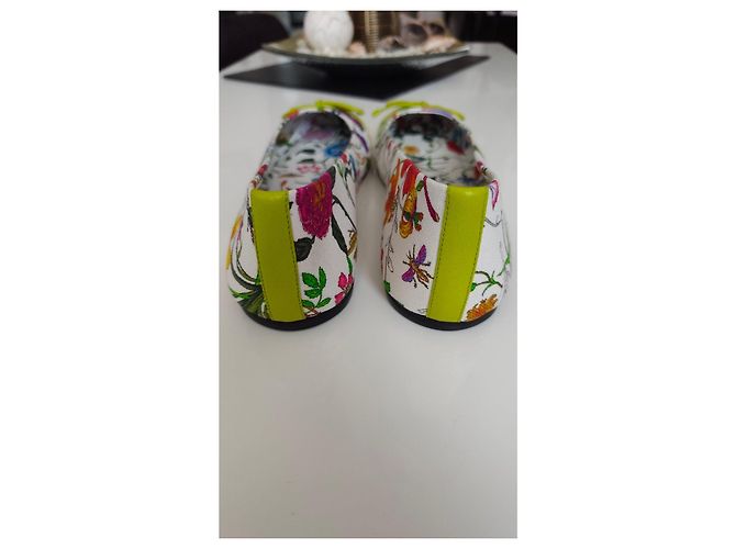 Bailarinas Gucci de lona con estampado floral Blanco Multicolor Verde - vista 5