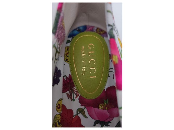 Bailarinas Gucci de lona con estampado floral Blanco Multicolor Verde - vista 8