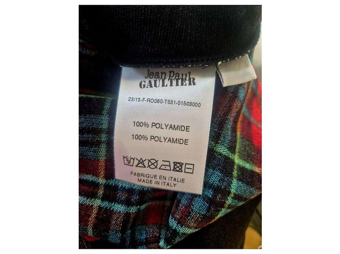Jean Paul Gaultier langes Kleid Schwarz Weiß Rot Blau - Ansicht 12