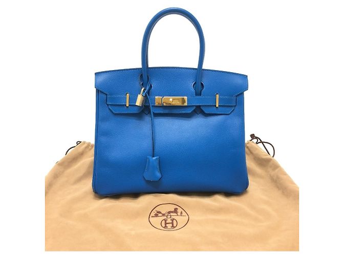 Birkin Hermès Borsa Hermes Blue Hydra in pelle Epsom - vista 18