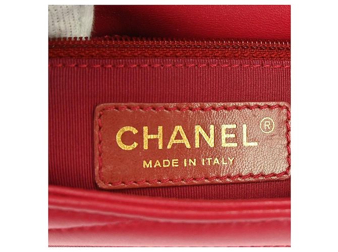 Chanel Surpique Chevron CC Flap Quilted Lambskin Medium Rosso - vista 7