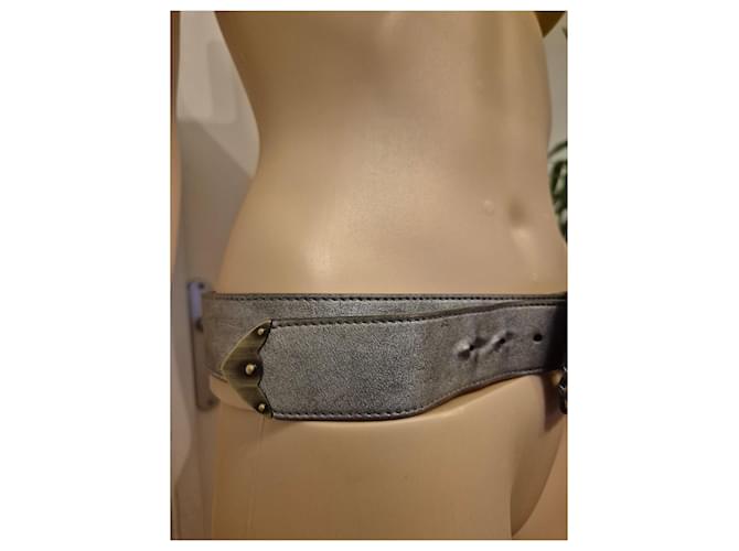 Cinto Christian Dior em couro prateado e python Impressão em python Metálico Hardware prateado - vista 3