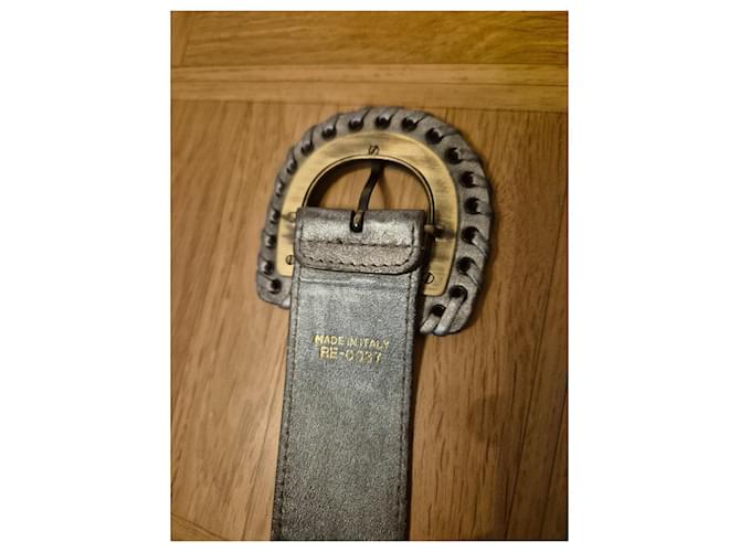 Cinto Christian Dior em couro prateado e python Impressão em python Metálico Hardware prateado - vista 4