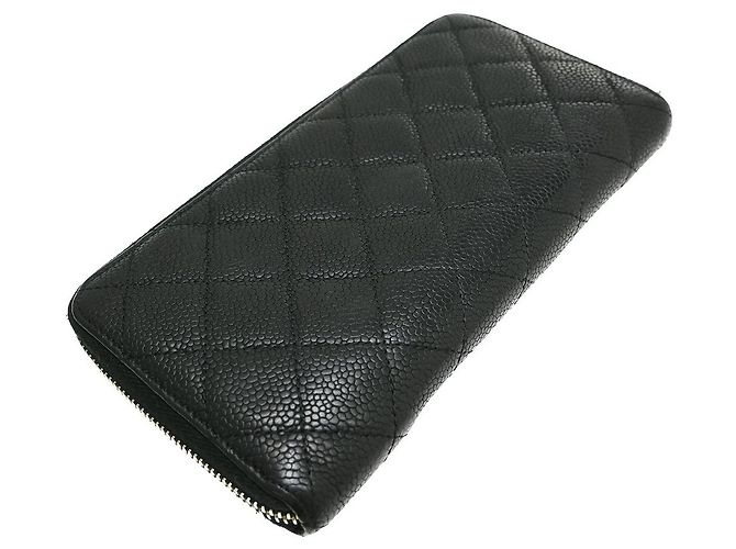 Organizador com fecho Chanel Quilted Caviar Large Preto - vista 2