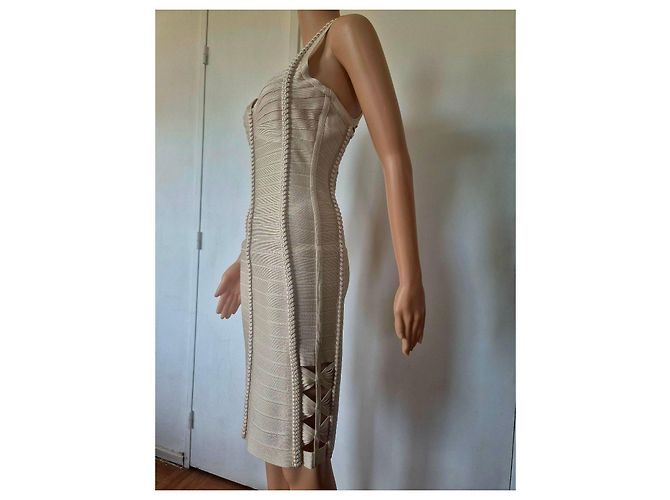 Herve Leger beige Bandage-Kleid - Ansicht 2