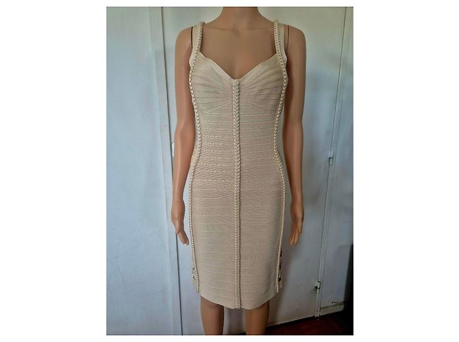 Herve Leger beige Bandage-Kleid - Ansicht 3